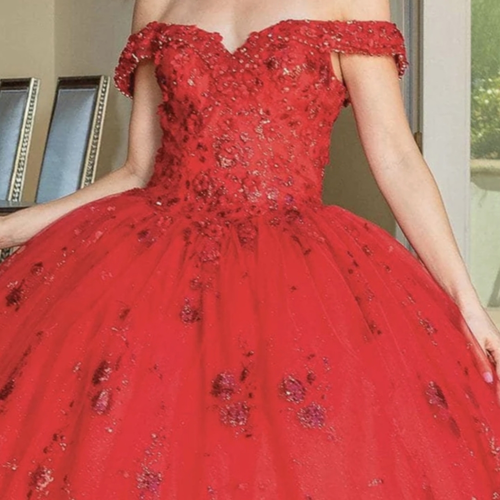 Prom / Quincenera adjustable corset back red ballgown,  worn once